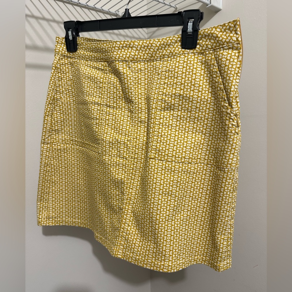 Prana Mustard and White Patterned Miniskirt